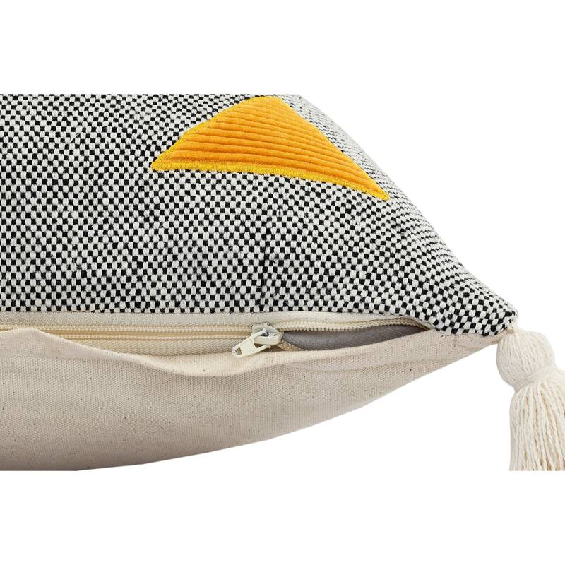 Hand-Stitched Patchwork Cotton Throw Pillow Cover - 20" - Gray and Orange