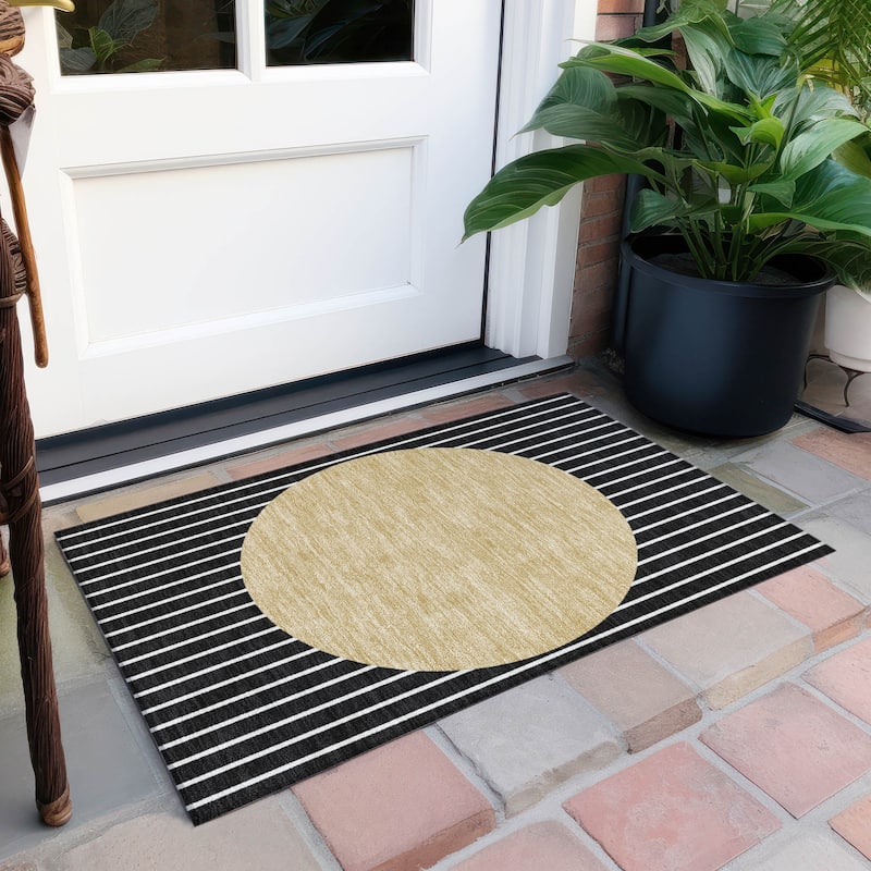 Machine Washable Indoor/ Outdoor Modern Sunrise Chantille Rug
