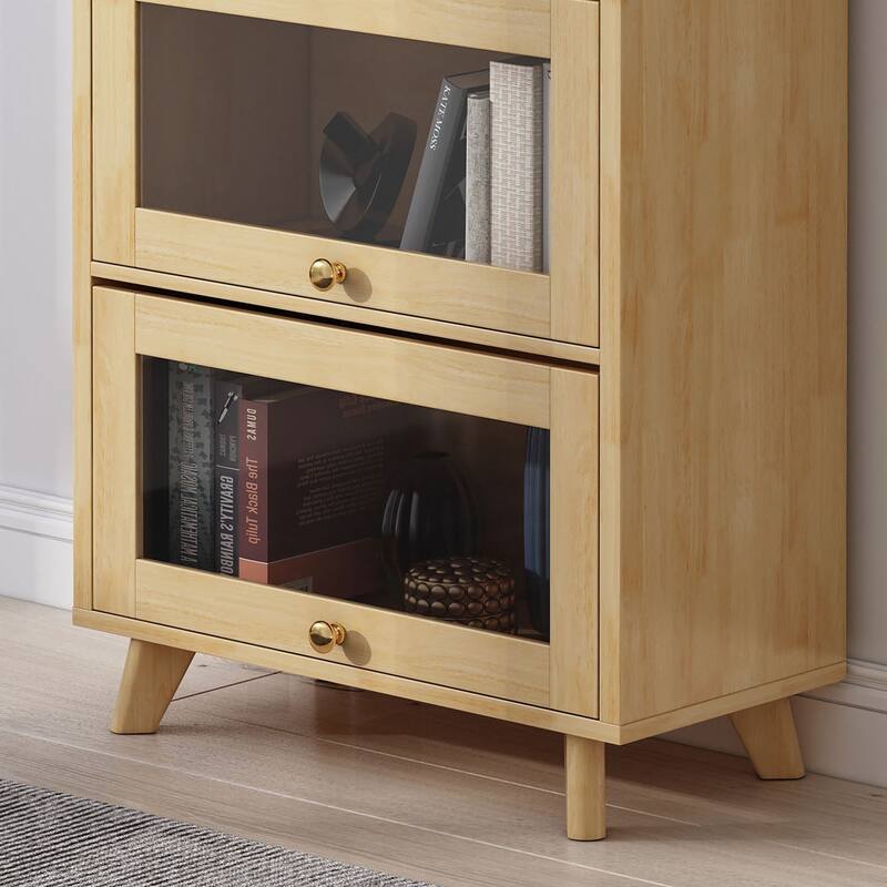 5-Tier Wooden Bookcase, Solid Wood Bookshelf for Living Room & Study