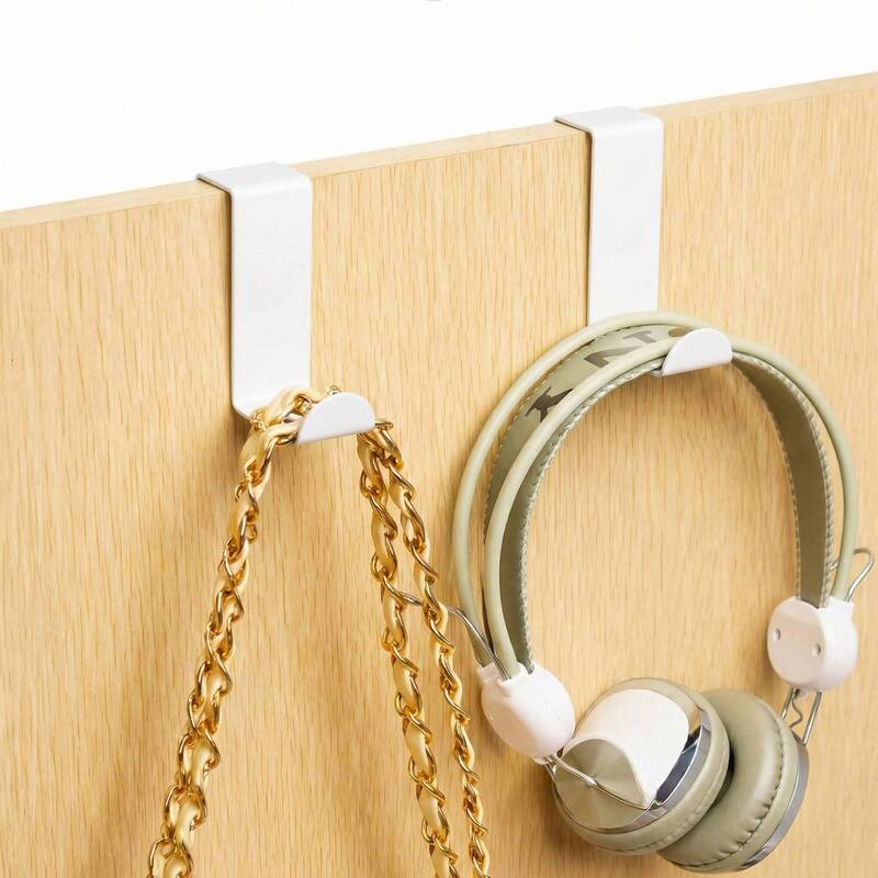 2 Stainless Steel Over the Door Hooks Space Saver Organizer 2 Pack