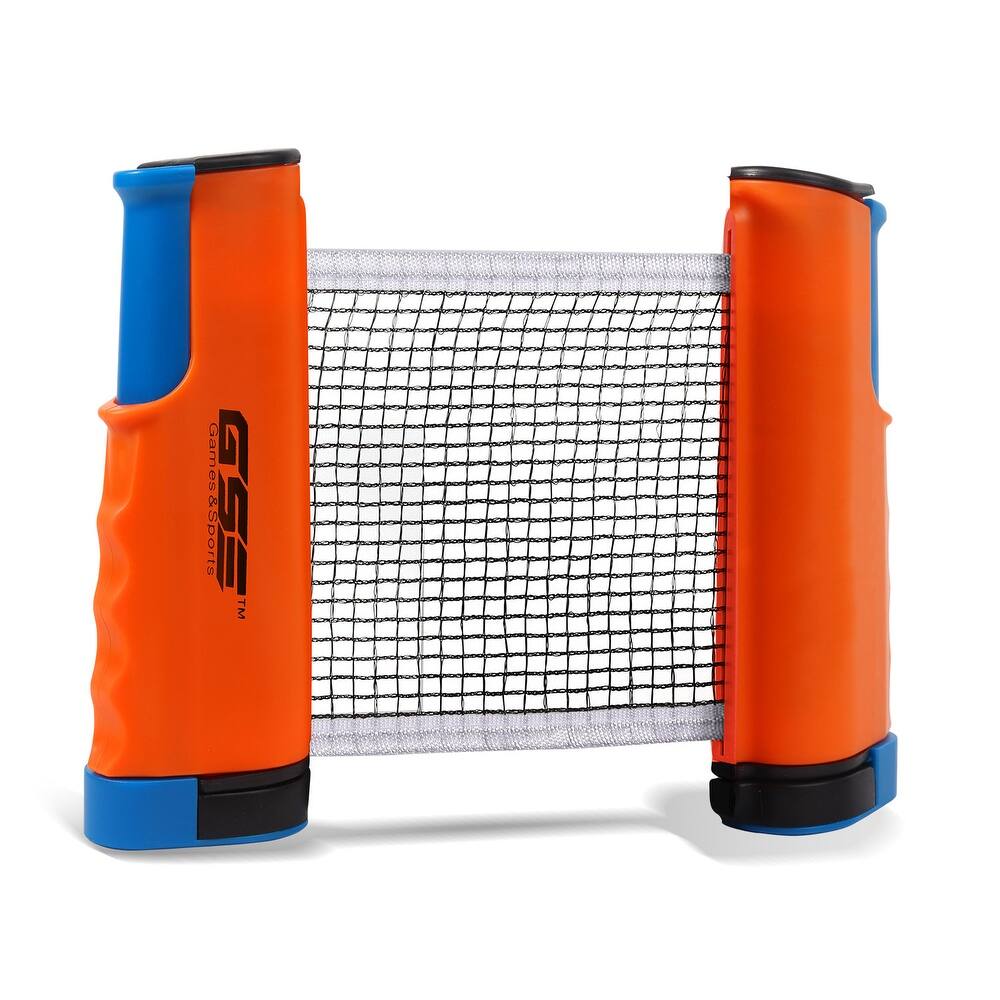 GSE™ Adjustable Retractable Ping Pong Net & Post. Anywhere Portable Table Tennis Net & Clamps