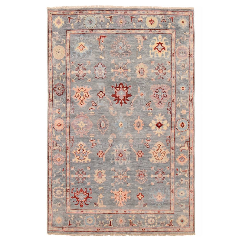 ECARPETGALLERY Hand-knotted Modern Oushak Light Denim Blue Wool Rug - 5' 11" x 9' - Light Denim Blue - 5' 11" x 9' - Rectangle
