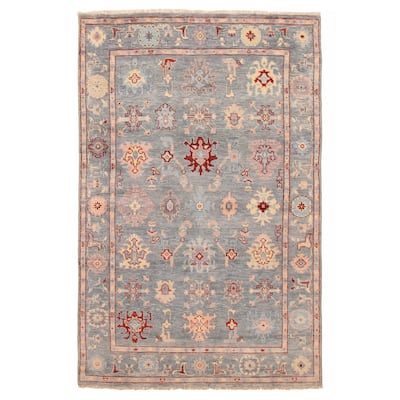 ECARPETGALLERY Hand-knotted Modern Oushak Light Denim Blue Wool Rug - 5' 11" x 9'