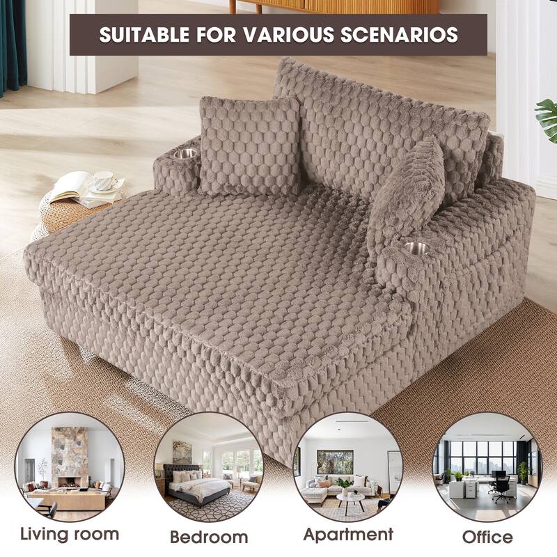 Modern Soft Indoor Chaise Lounge Couch Sofa Bed with Pillows