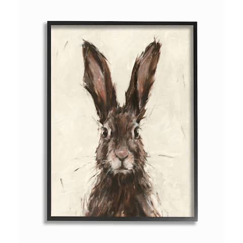 Stupell Industries Brown European Rabbit Hare Portrait Painting Framed Wall Art
