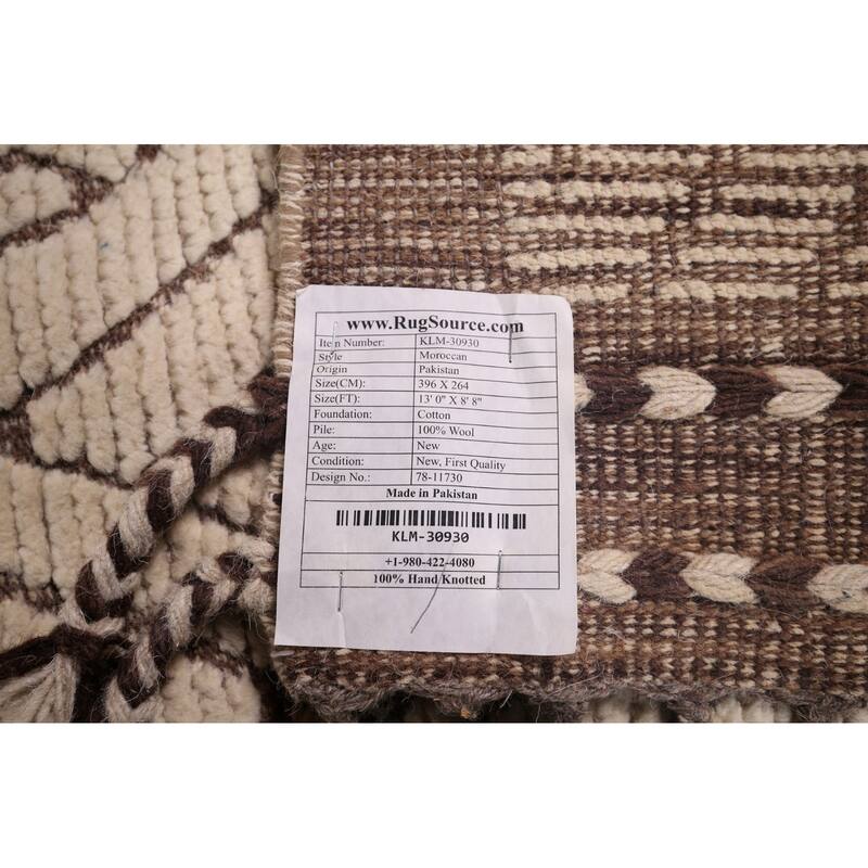 All-Over Chevron Moroccan Oriental Area Rug Handmade Wool Carpet - 8'8"x 13'0"