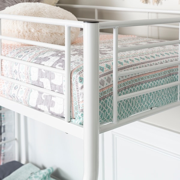 white metal bunk bed frame