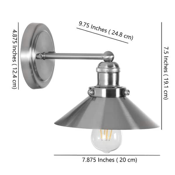 dimension image slide 21 of 22, JONATHAN Y Florence Metal Shade Sconce
