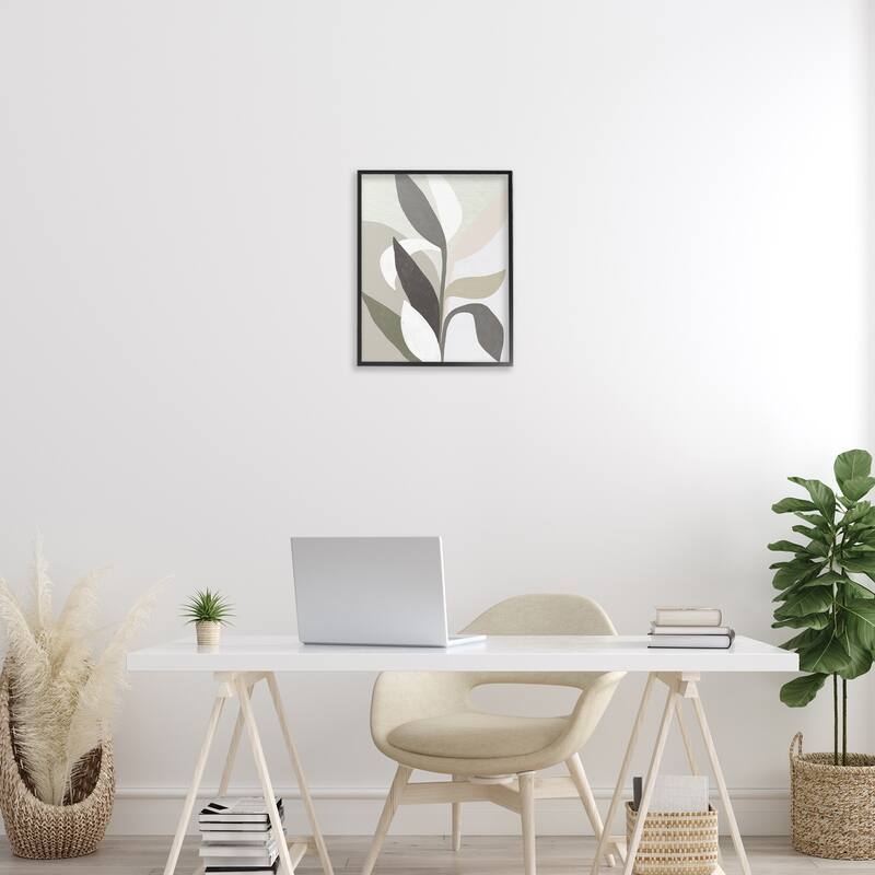 Stupell Soft Modern Organic Leaves Framed Giclee Art Design By June Erica Vess