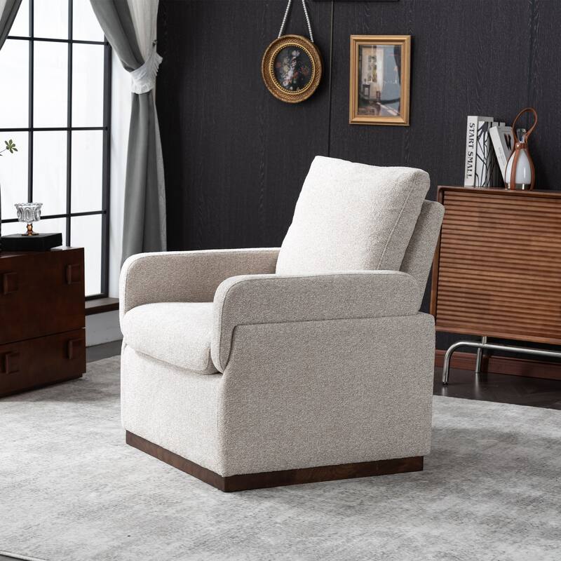 Modern Boucle Fabric Upholstered Accent Arm Chair for Living Room