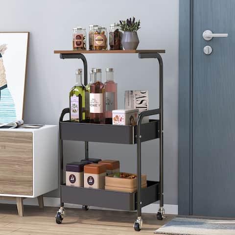 3-Tier Multifunctional Rolling Cart Metal Utility Cart