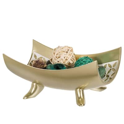 Creative Scents Gold-tone Polyresin Diamond Lattice Decorative Bowl