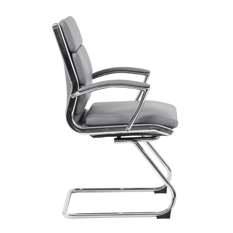 Kim Executive Guest Chair with Metal Chrome Cantilever Base, Gray Vinyl