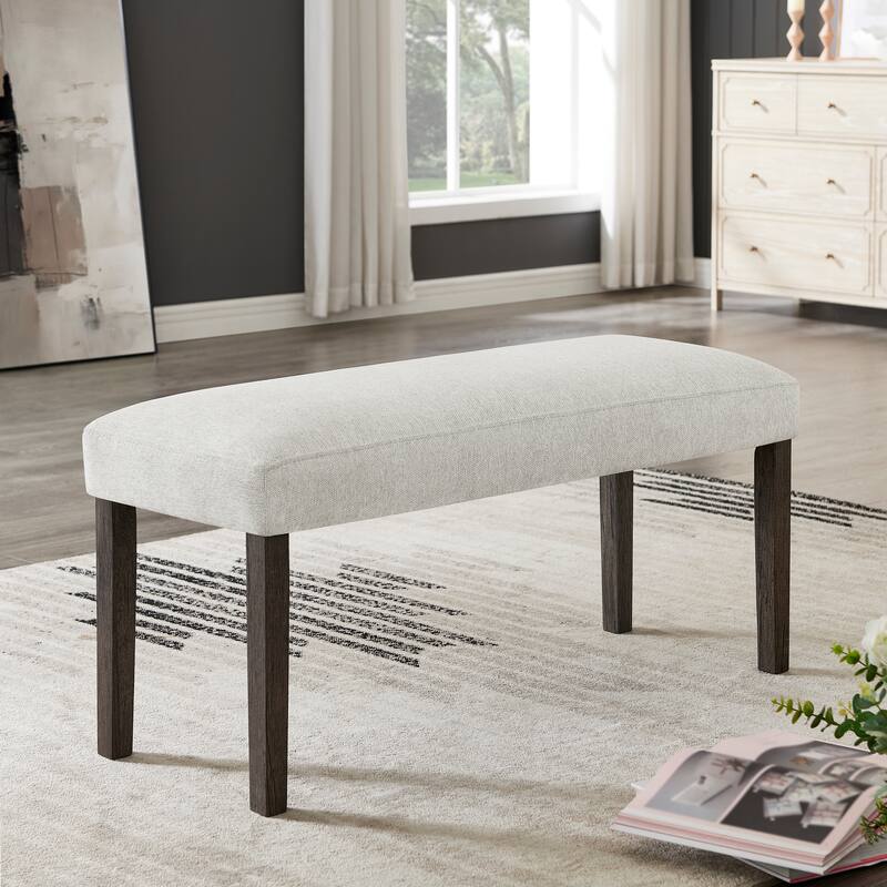 Roundhill Furniture Sorlen Contemporary Upholstered Dining Bench, Gray