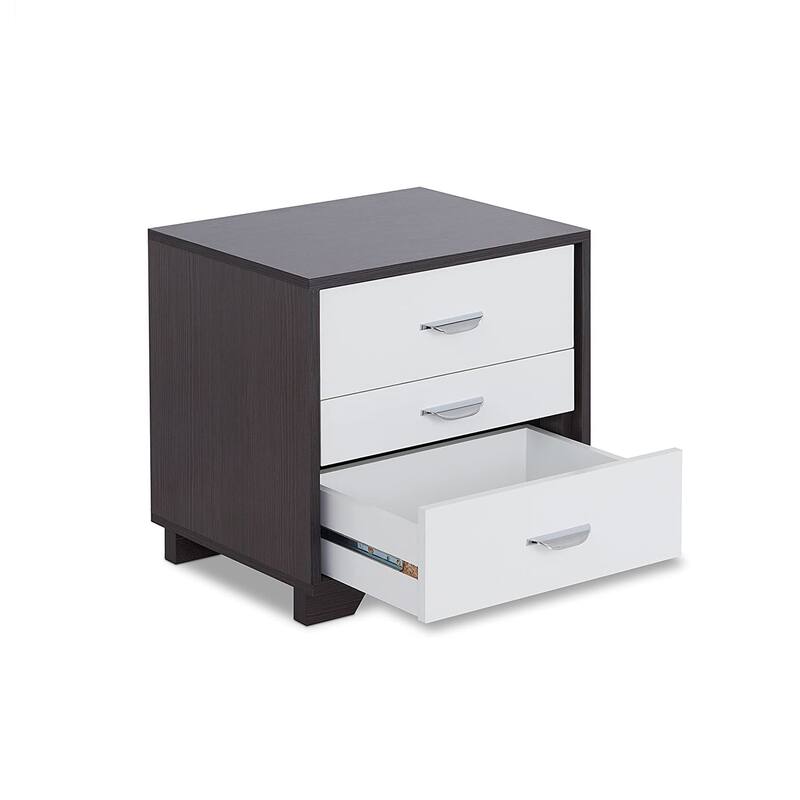 Two-tone Finish Nightstand with 3 Drawers