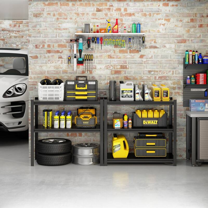 5-Tier Black Adjustable Metal Shelving Unit Heavy Duty Garage Storage