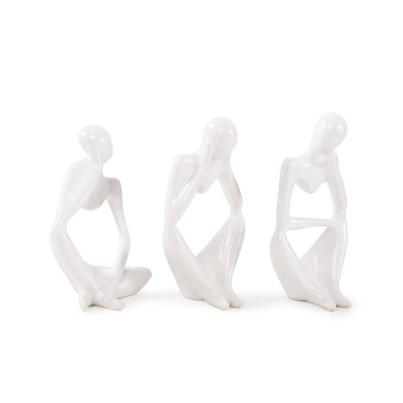 Contentment Ceramic Sculpture- Set of 3 - 16.5H x 6.5W x 3.5D