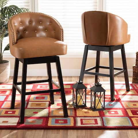 Theron Modern and Contemporary 2-Piece Swivel Bar Stool Set