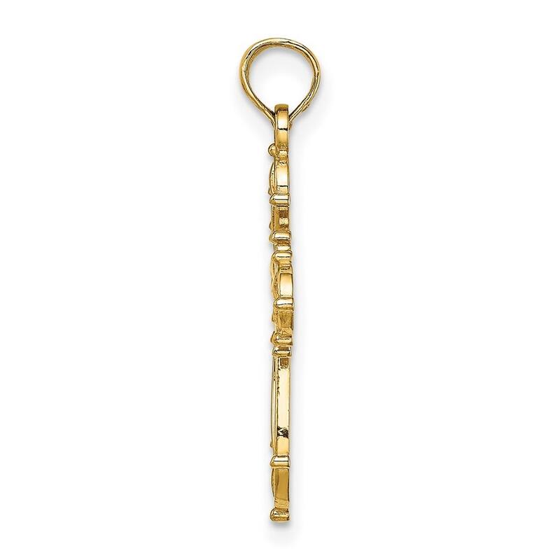 Curata 10k Yellow Gold 18" Cut-out Beaded Flared Cross Necklace (15mm x 25mm)