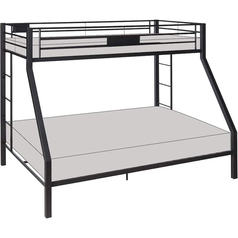 Twin XL Queen Bunk Bed - Metal Frame, Full Guardrails, Space Saving Design, HomeStock
