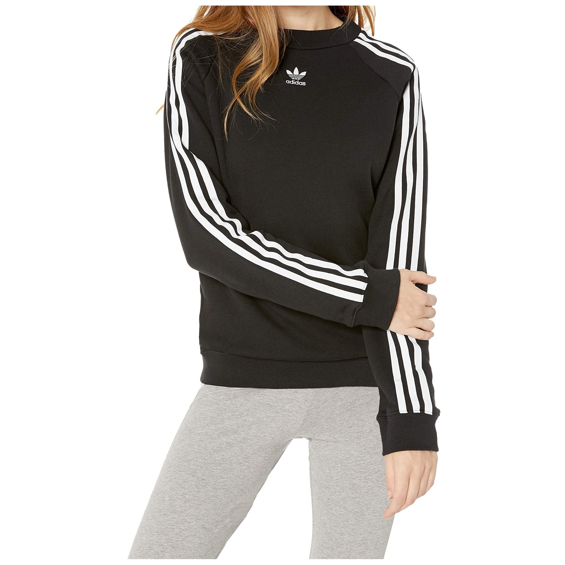 adidas black sweater with white stripes