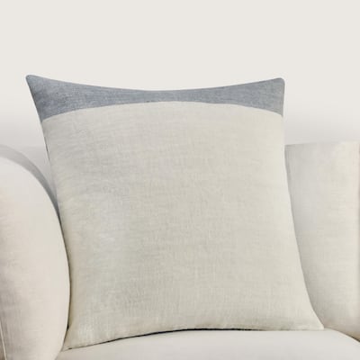 Villa by Classic Home Fairbanks 22" Blue Belgian Linen Throw Pillow