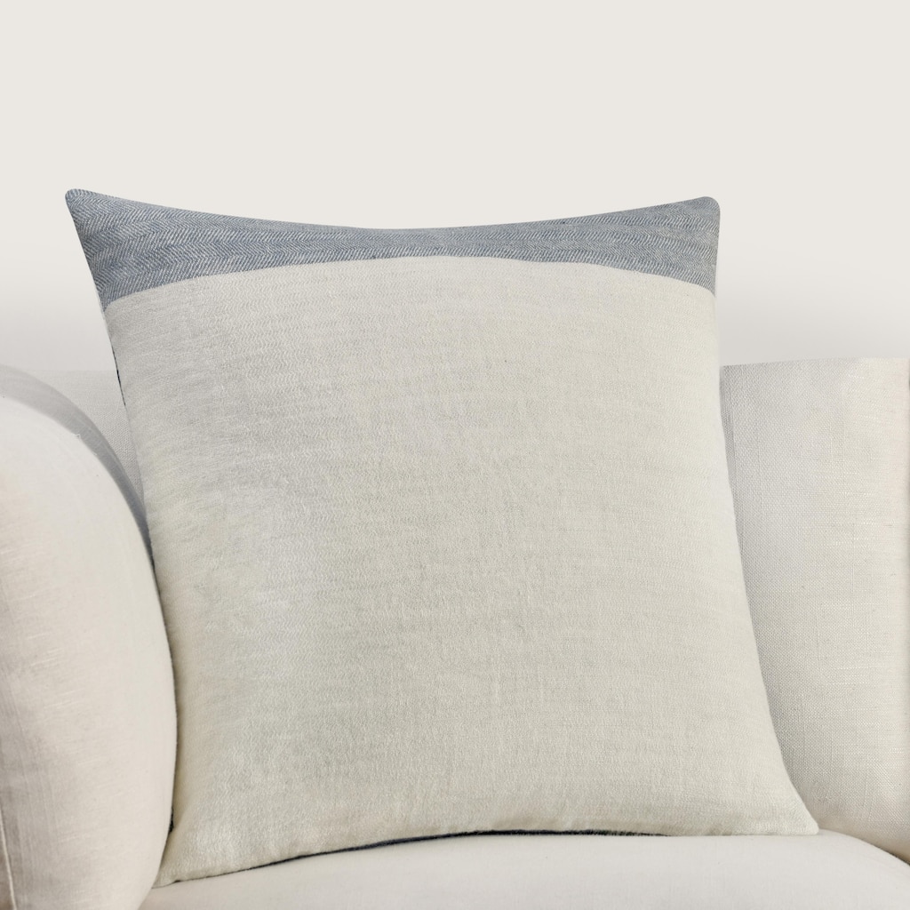 Villa by Classic Home Fairbanks 22" Blue Belgian Linen Throw Pillow