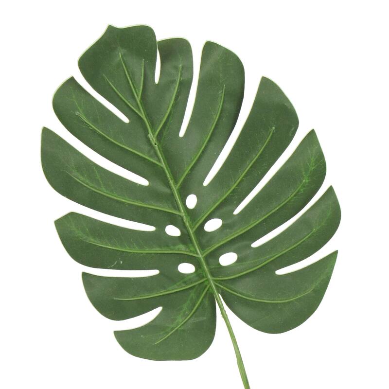 Set of 12 Frosted Green Artificial Philodendron Monstera Split Leaf Stem Plant Greenery Foliage Spray Branch 24in
