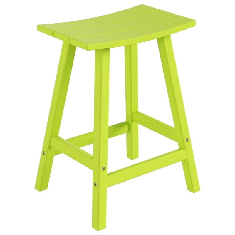 Polytrends Laguna Hdpe All Weather Outdoor Patio 24" Saddle Seat Counter Stool (Set Of 2)
