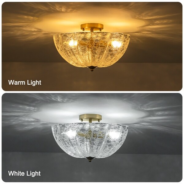【予約中！】 Light Ceiling Glass Light 3 Fixture Mount Flush Semi Gold シーリングライト・天井照明
