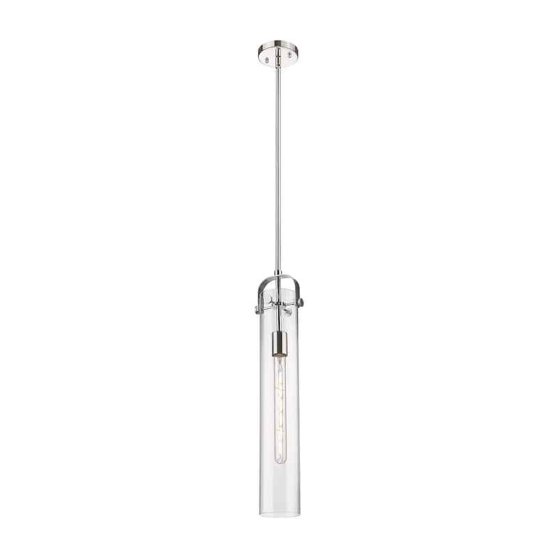 Innovations Lighting Pilaster - 1 Light 4" Stem Hung Pendant - Clear/Polished Nickel