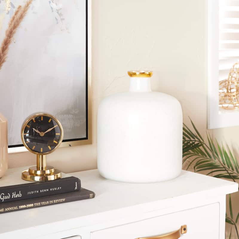 White or Blue Glass Vase with Gold Rim