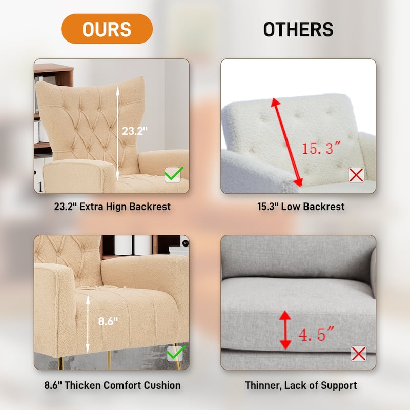 Ouyessir Upholstered Tufted Accent Chair with Ottoman