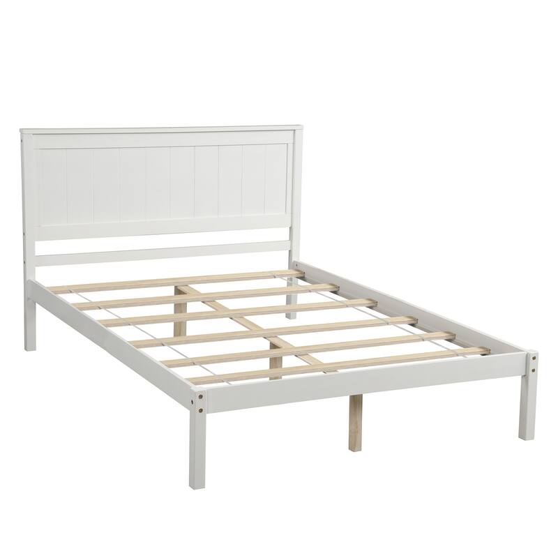 Classic Platform Bed Wood Bed with Headboard, Solid Wood Platform Bed Frame with Strong Slats Support/No Box Spring Needed