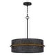 preview thumbnail 4 of 6, Lariat 3-Light Old Black Drum Pendant Light with Wooden Trim