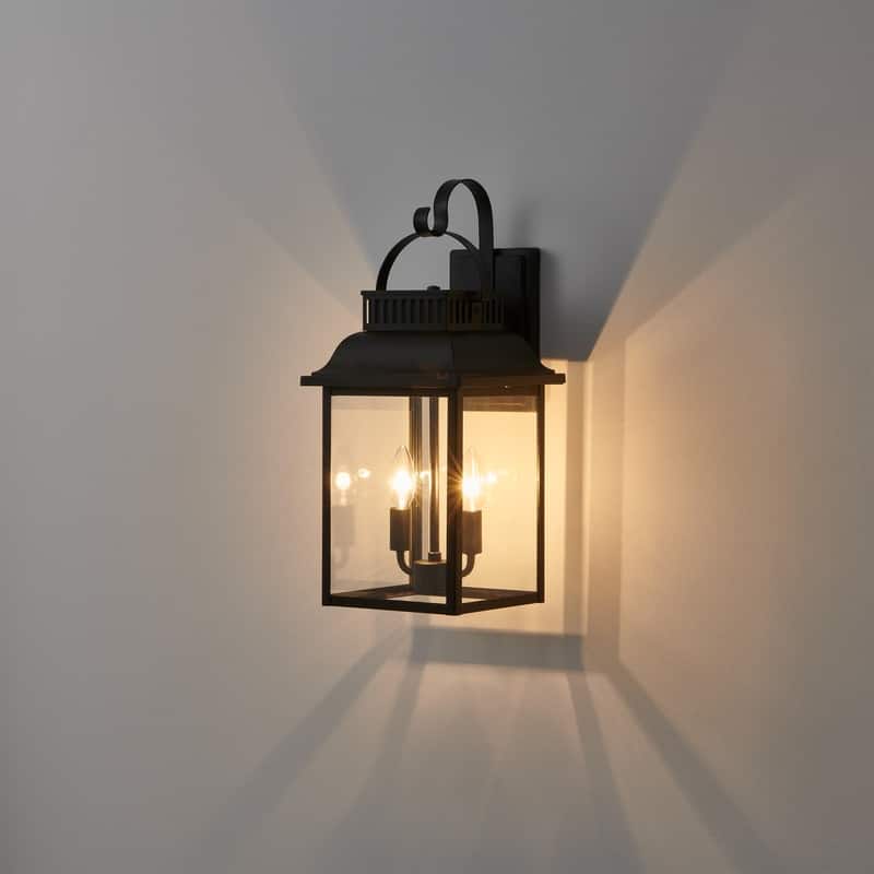 KAWOTI Traditional Outdoor Wall Sconce Black - W8.875" x D9.75" x H19.75"