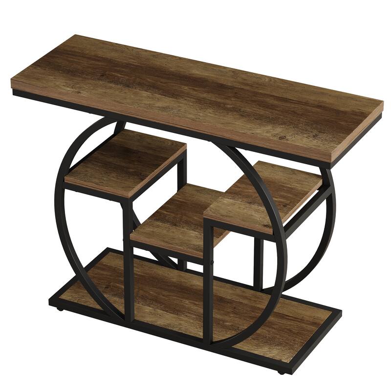 Entryway Console Sofa Table with Storage Shelves, Wood Accent Table for Entryway, Living Room, Hallway, Foyer