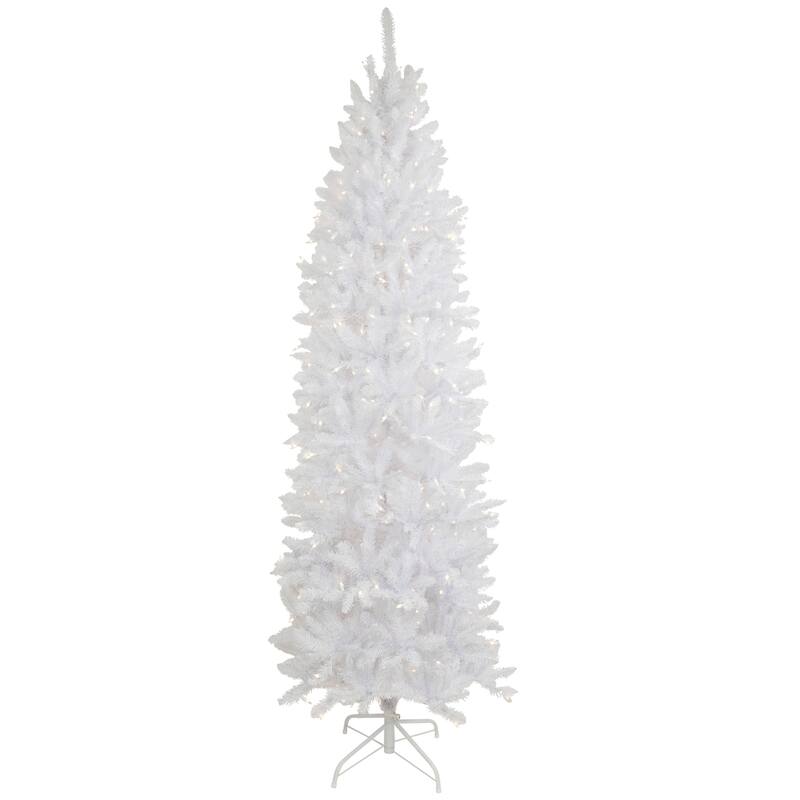 9' Rapids White Pine Pencil Artificial Christmas Tree, Clear Lights - 9 Foot