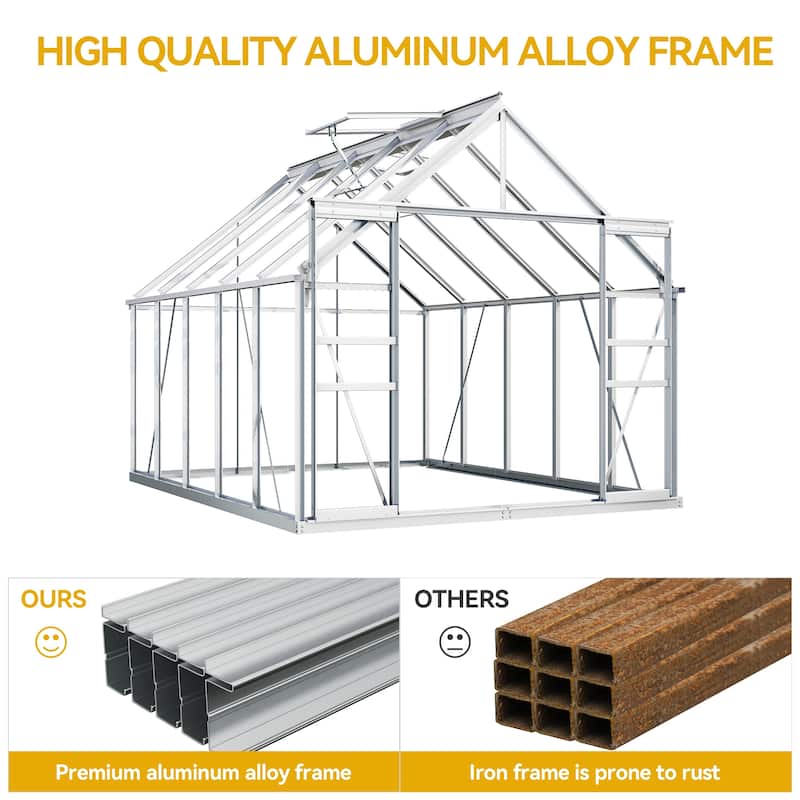 Moasis 8'/10' X 10'/12' Walk-in Hobby Greenhouse