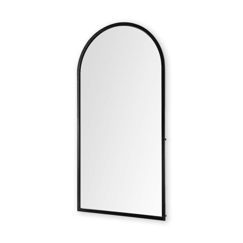 Giovanna Gold Metal Frame Ogee Arch Rectangular Wall Mirror (49" x 24") - Black - 23.6L x 1.2W x 48.8H