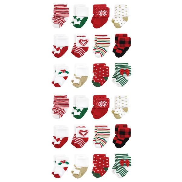 slide 1 of 1, Hudson Baby Cotton Rich Baby Terry Socks 24-Pack, 12 Days Of Christmas Girl 12 Days Of Christmas Girl - 12-24 Months