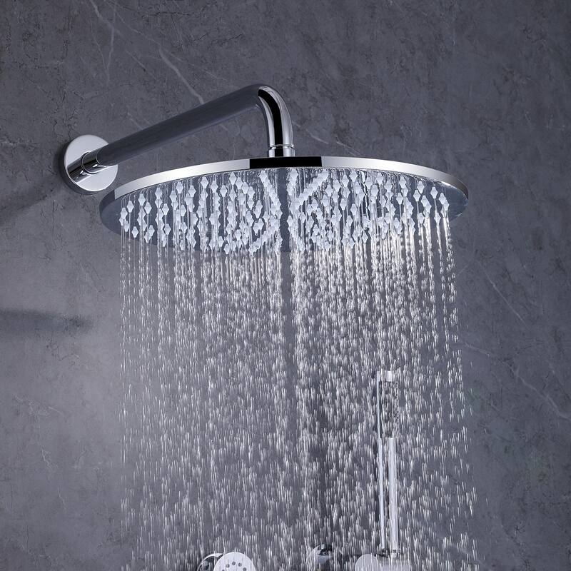 Rbrohant 11" Rainfall Shower Faucet System Massage Jet w/ Mixer Valve
