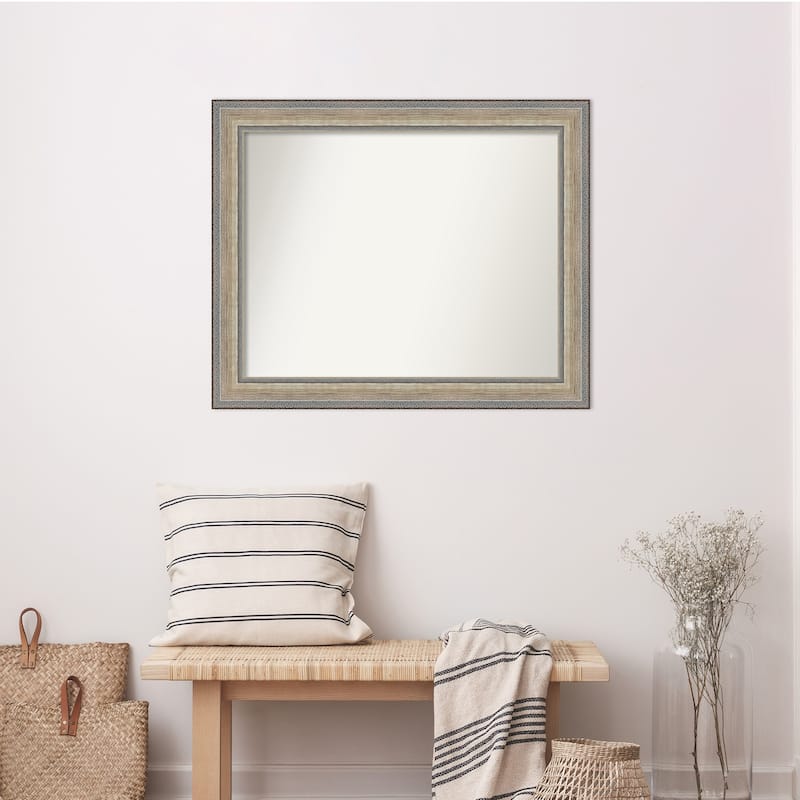 Fleur Silver Non-Beveled Wood Framed Wall Mirror - Fleur Champagne Silver