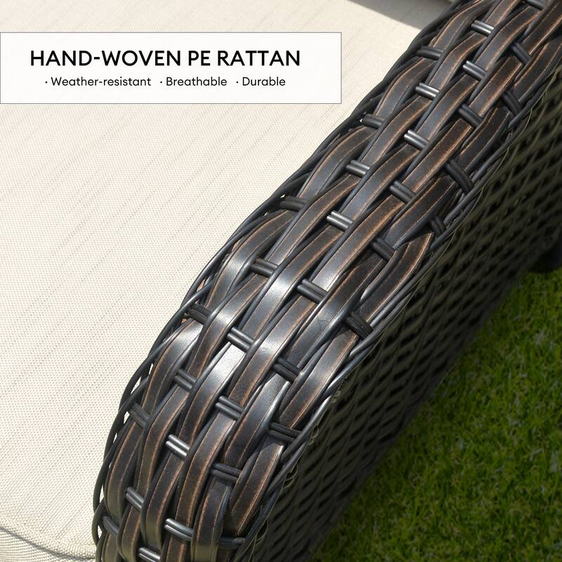 OVIOS 9-piece Patio Wicker Swivel Chair Set With 30" Fire Pit