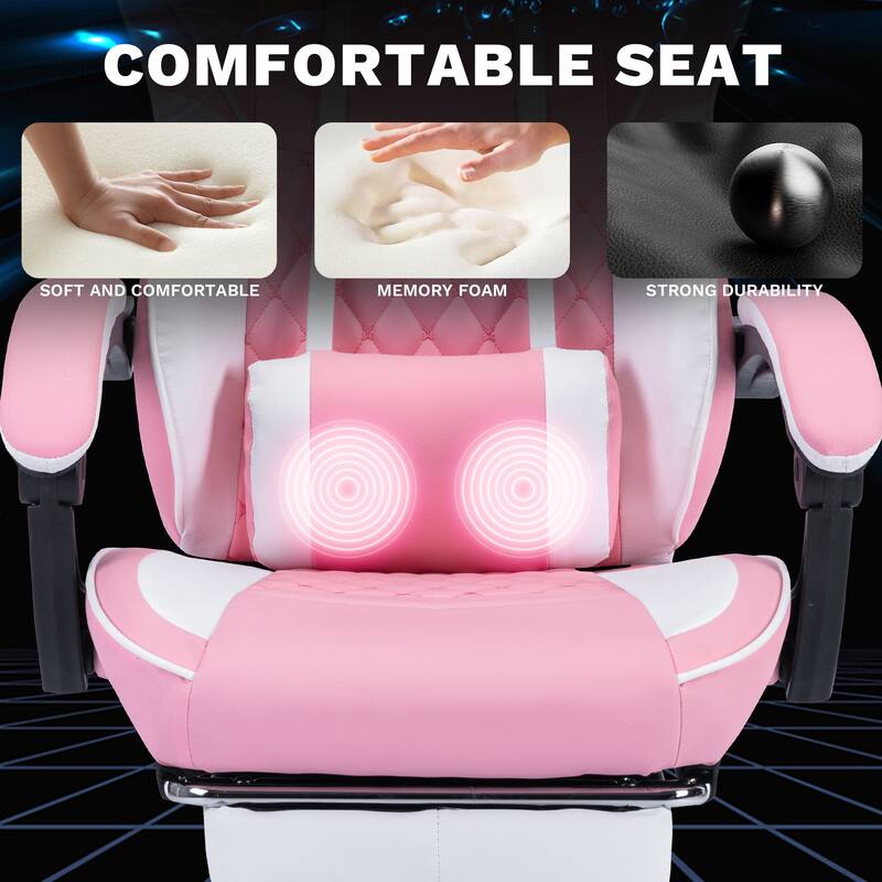 Ergonomic Gaming Chairs with Massage Lumbar Support and Footrest