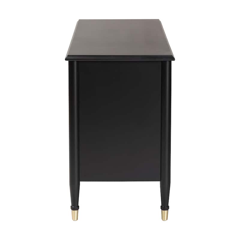 Tamra Black Wood Dresser with Drawers - Bedroom Storage Unit with Metallic Accents, 6-Drawer Modern Transitional Bedroom Storage