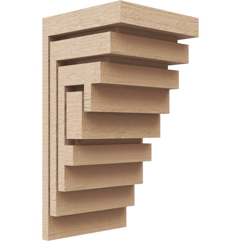 Series 2 Wide Landon Rough Cedar Woodgrain TimberThane Corbel, Primed Tan - 4"W x 4"D x 8"H