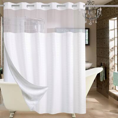Extra Wide Hotel Fabric Shower Curtain with Snap in Liner for Bathroom Machine Washable Waterproof Repellent Shower Curtain
