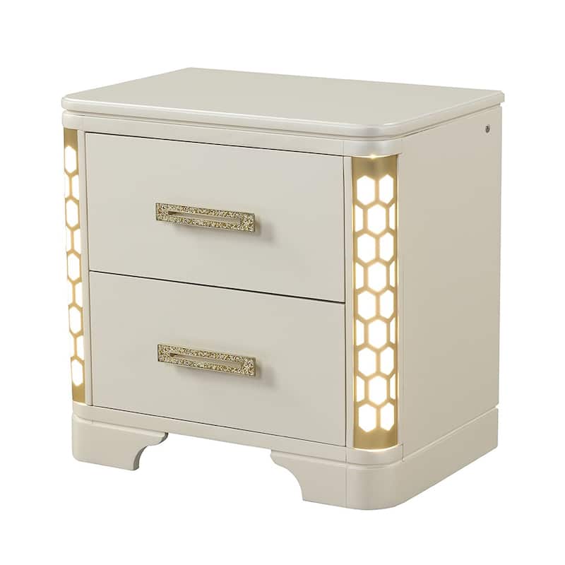 Jasmine Traditional Style 4PC/5PC LED Vanity Bedroom Set Made with Wood
