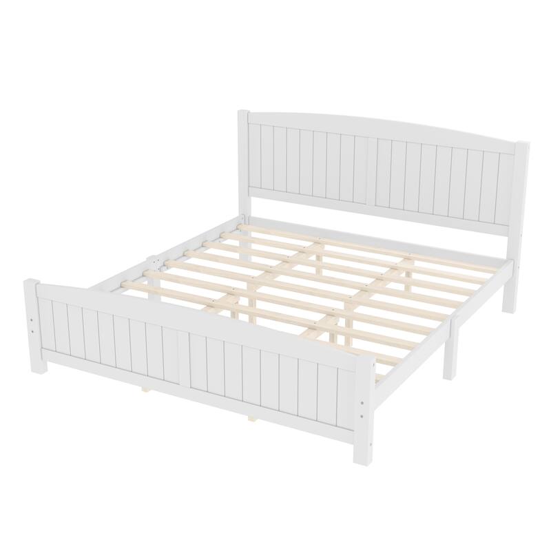 King Size Platform Bed, Solid Wood Platform Bed with Support Slats and Strong Structure, No Box Spring Needed